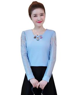 lace sleeved embellished top - 16089310 - Very Small Image - 1