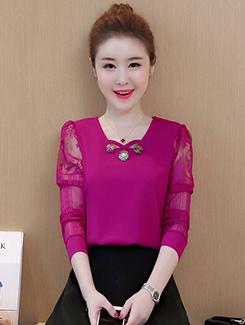 lace sleeved embellished top - 16089312 - Very Small Image - 1