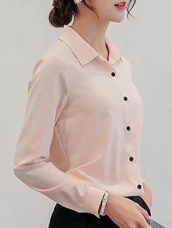 contrast button detail solid shirt - 16089555 - Very Small Image - 1