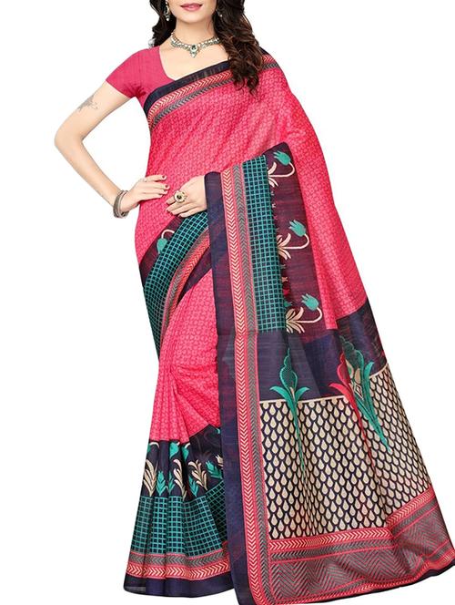 pink cotton silk printed saree - 16090250 - Very Small Image - 1