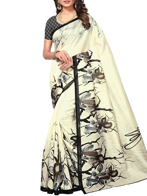 cream art silk bhagalpuri saree with blouse - 16090336 - Very Small Image - 1