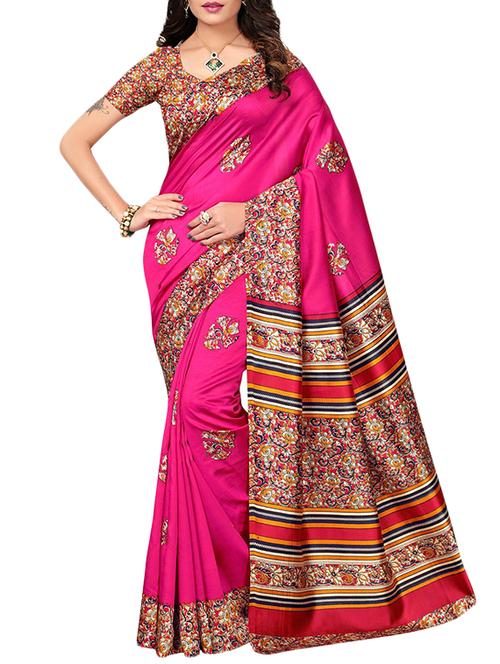multi colored art silk printed saree with blouse - 16090405 - Very Small Image - 1
