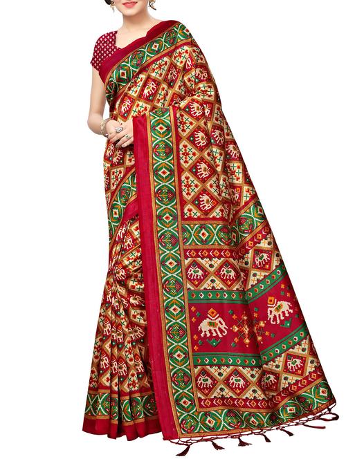 red art silk mysore saree with blouse - 16090465 - Very Small Image - 1