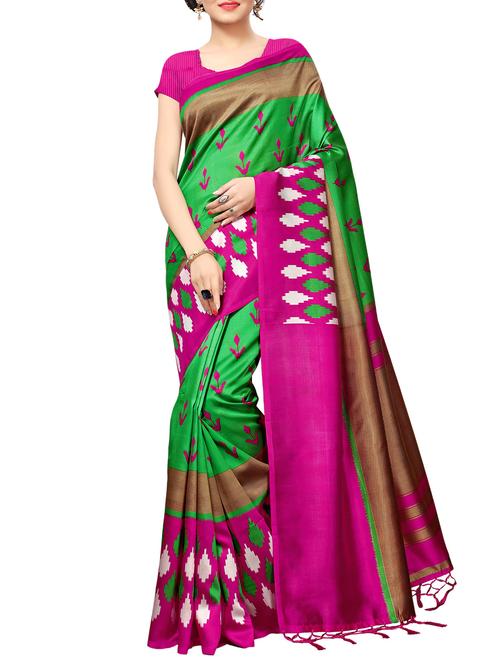 green silk mysore saree with blouse - 16090491 - Very Small Image - 1