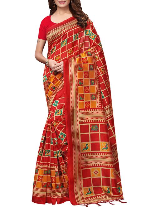 orange silk mysore saree with blouse - 16090516 - Very Small Image - 1