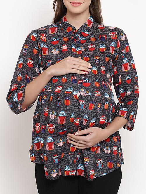 button up maternity wear tunic - 16091227 - Very Small Image - 1