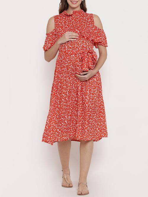 cold shoulder maternity wear dress - 16091244 - Very Small Image - 1