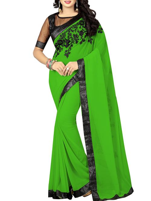 floral dori thread embroidered saree with blouse - 16091490 - Very Small Image - 1