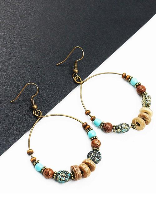 multi colored wood drop earring - 16091554 - Very Small Image - 1