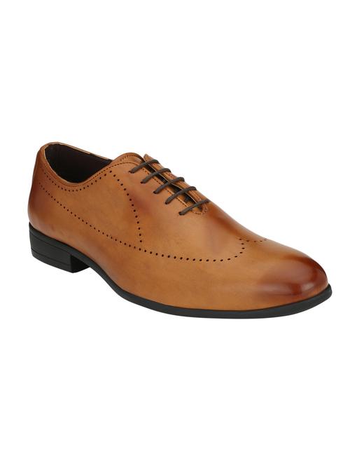 brown leatherette lace-up oxfords - 16092329 - Very Small Image - 1
