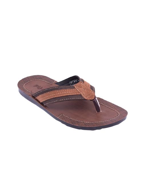 brown leatherette toe separator slippers - 16092698 - Very Small Image - 1