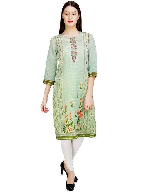 digital floral straight kurta - 16092865 - Very Small Image - 1