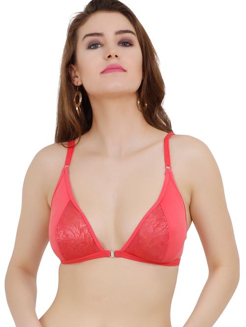 floral lace panel front open bra - 16093081 - Very Small Image - 1