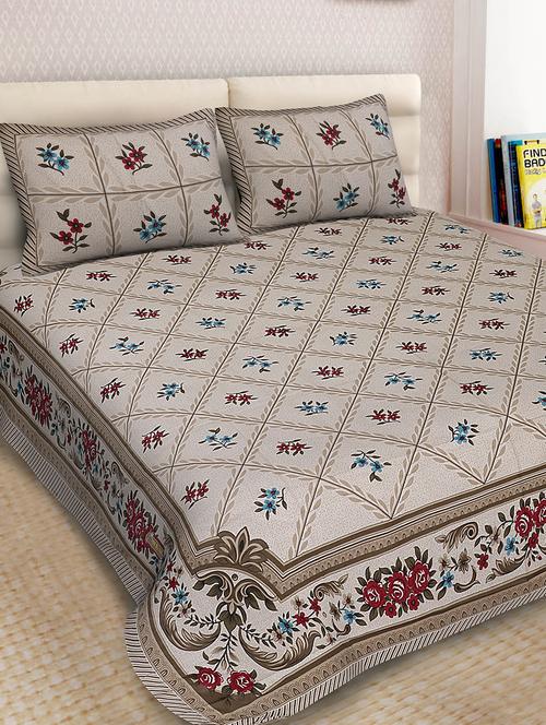 jaipuri cotton double bedsheet with 2 pillow covers - 16093449 - Very Small Image - 1