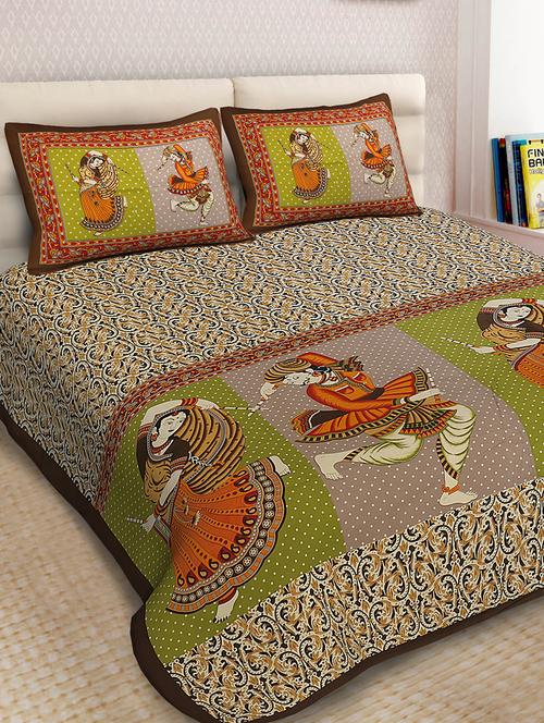 jaipuri cotton double bedsheet with 2 pillow covers - 16093450 - Very Small Image - 1