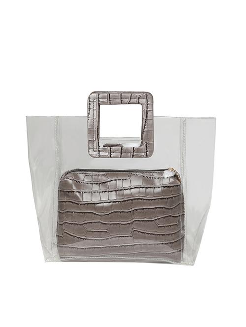 grey leatherette (pu) handbag - 16093605 - Very Small Image - 1