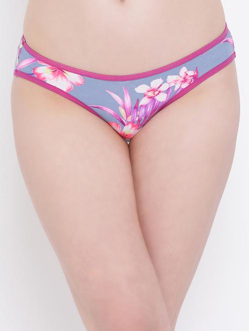 contrast seam floral bikini panty - 16094376 - Very Small Image - 1