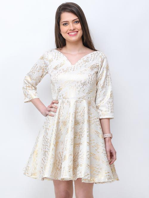 v-neck flared dress - 16094419 - Very Small Image - 1
