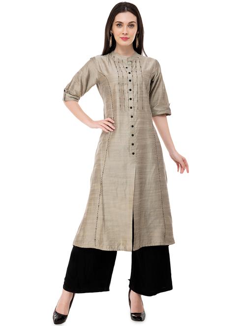 kaantha solid a-line kurta - 16094436 - Very Small Image - 1