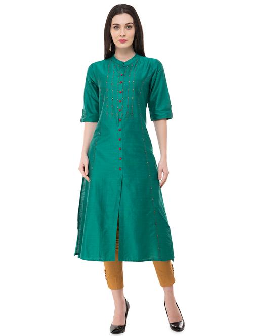kaantha solid a-line kurta - 16094437 - Very Small Image - 1