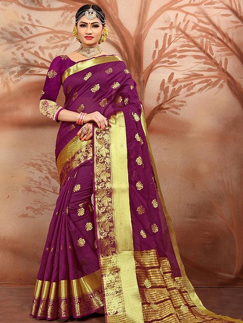 conversational zari motif woven saree with blouse - 16094964 - Very Small Image - 1