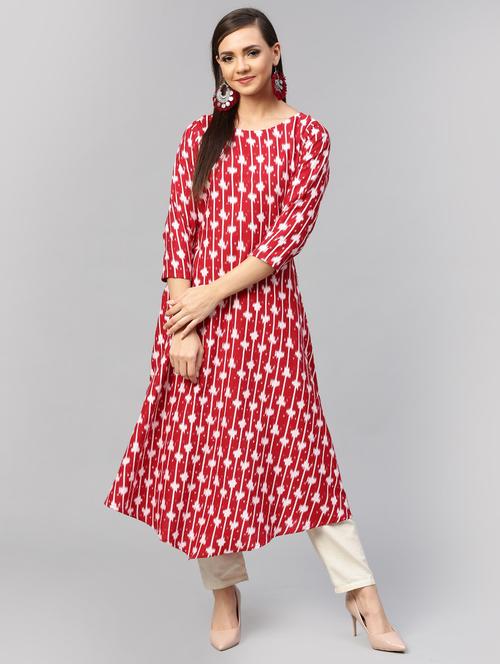 ikat print a-line kurta - 16095588 - Very Small Image - 1