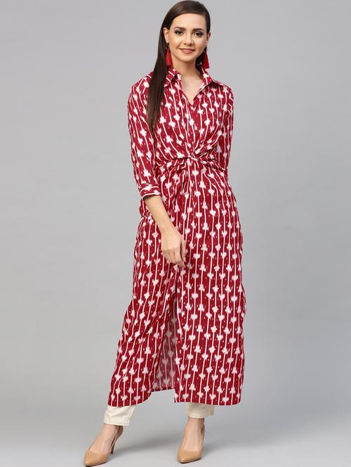 ikat print a-line kurta - 16095589 - Very Small Image - 1