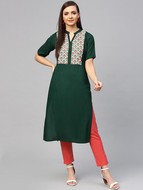 print straight kurta - 16095603 - Very Small Image - 1