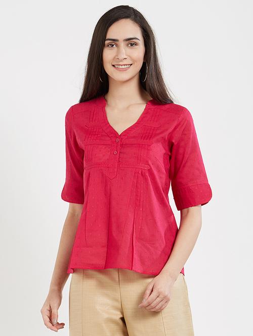 v-neck pin tucked tunic - 16095800 - Very Small Image - 1