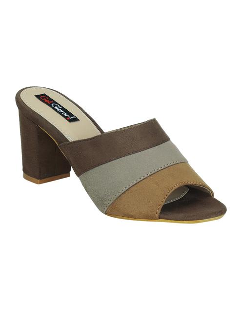 brown faux leather slip on sandals - 16096027 - Very Small Image - 1