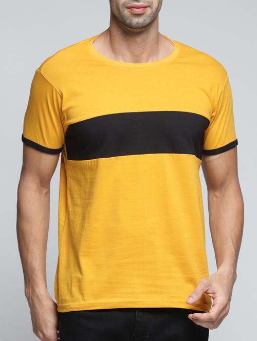 yellow color block t-shirt - 16096080 - Very Small Image - 1