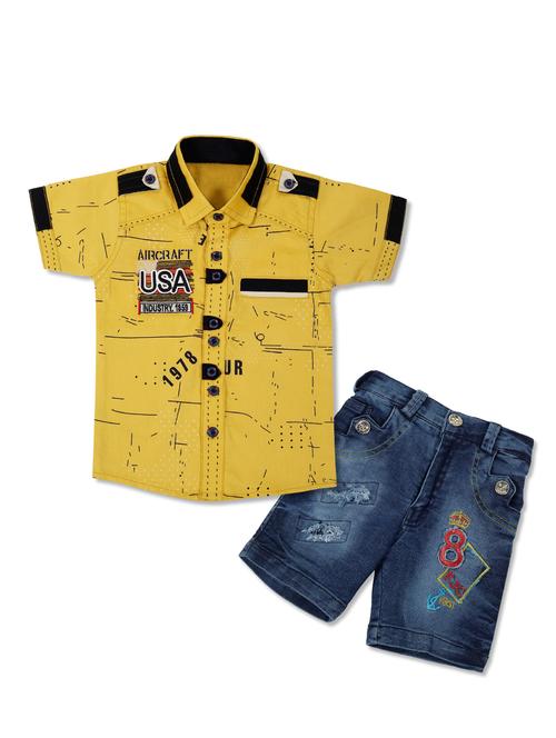 yellow cotton shorts set - 16097597 - Very Small Image - 1