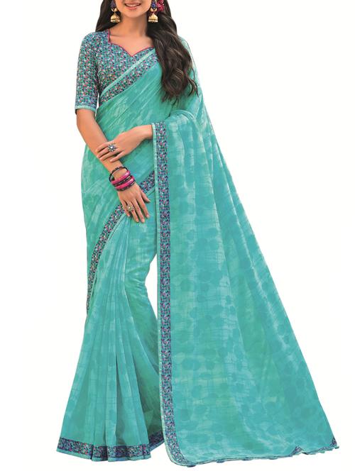 solid lace datail saree - 16097613 - Very Small Image - 1
