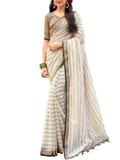 striped printed saree - 16097620 - Very Small Image - 1