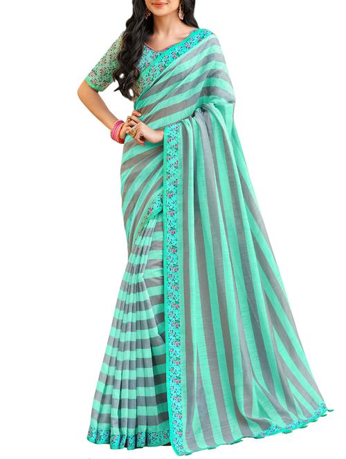 stripes printed saree - 16097623 - Very Small Image - 1