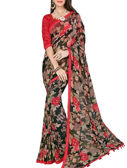 floral printed saree - 16097624 - Very Small Image - 1