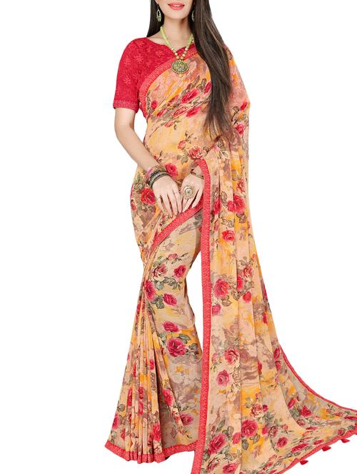 floral printed saree - 16097626 - Very Small Image - 1