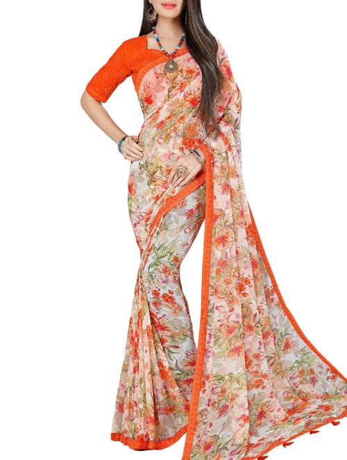 floral printed saree - 16097631 - Very Small Image - 1