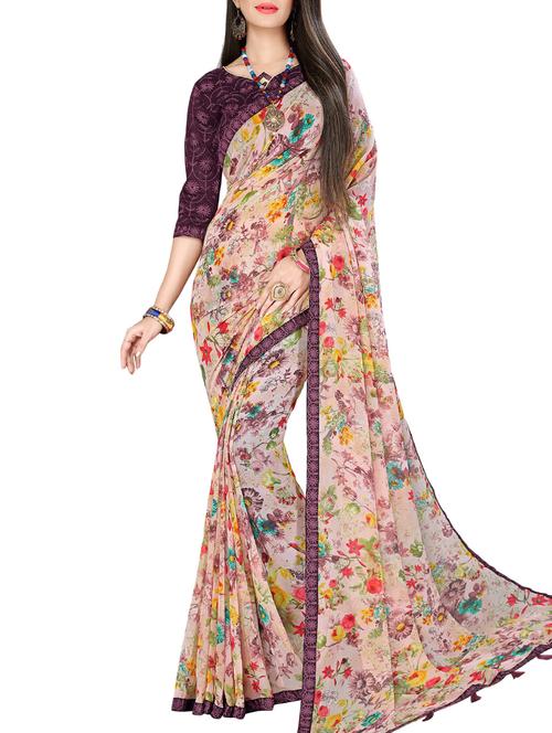 floral printed saree - 16097632 - Very Small Image - 1