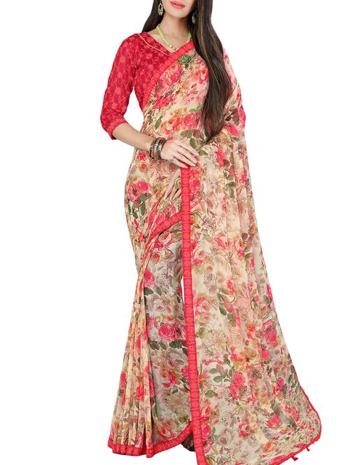 floral printed saree - 16097635 - Very Small Image - 1