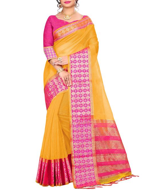 contrast zari bordered saree - 16097642 - Very Small Image - 1