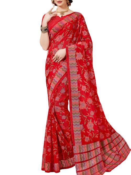 floral printed saree - 16097648 - Very Small Image - 1