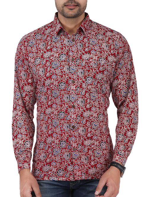 red floral printed casual shirt - 16098791 - Very Small Image - 1