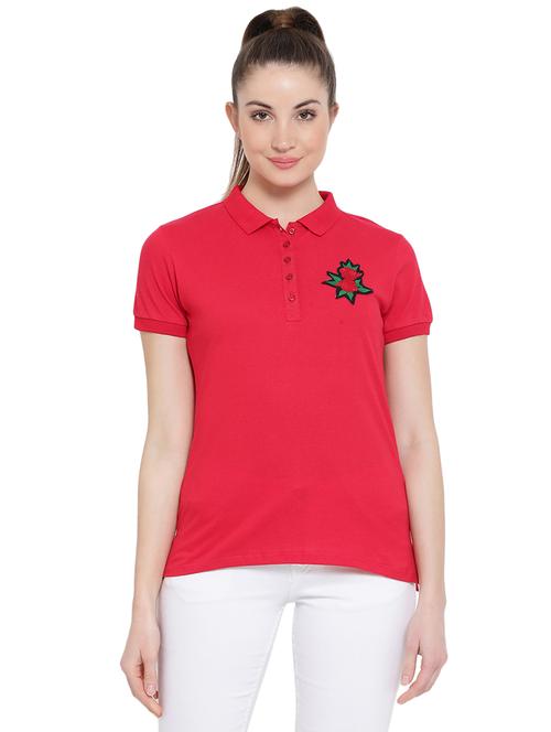 floral applique polo neck tee - 16098970 - Very Small Image - 1