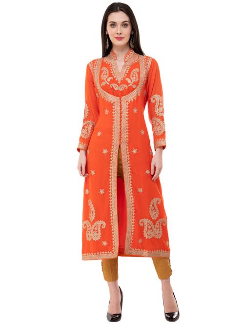 embroidered high slit kurta - 16099108 - Very Small Image - 1