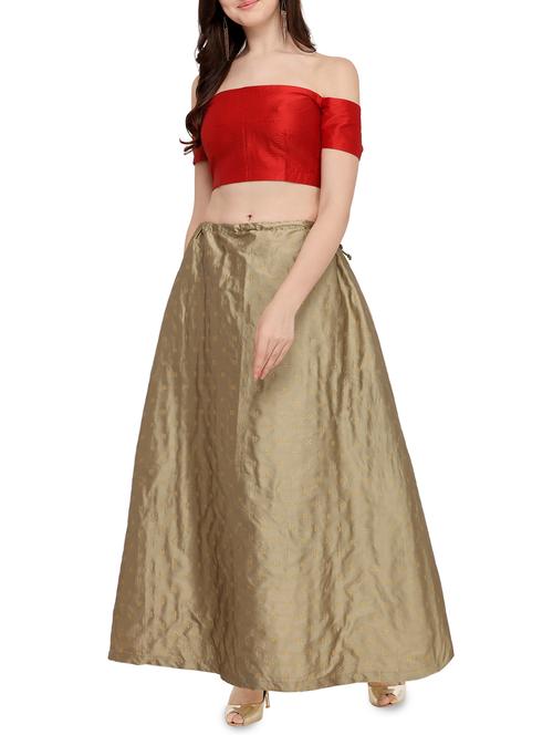 zari motif semi-stitched a-line lehenga - 16099169 - Very Small Image - 1
