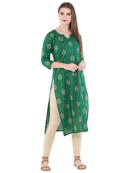 foil print straight kurta - 16099177 - Very Small Image - 1