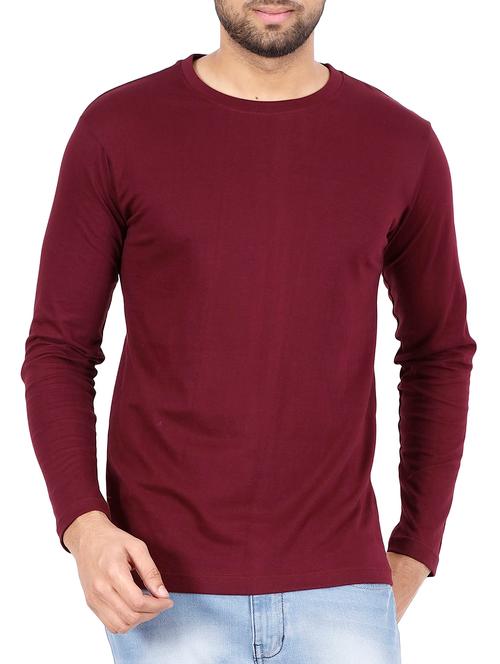 maroon solid t-shirt - 16099987 - Very Small Image - 1