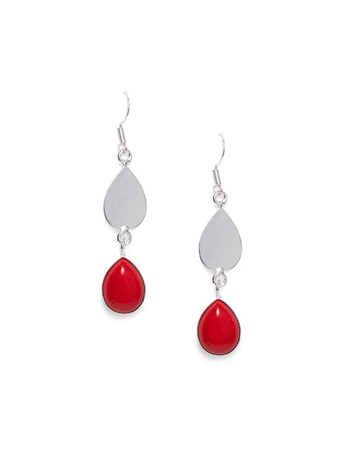 red metal drop earring - 16100725 - Very Small Image - 1