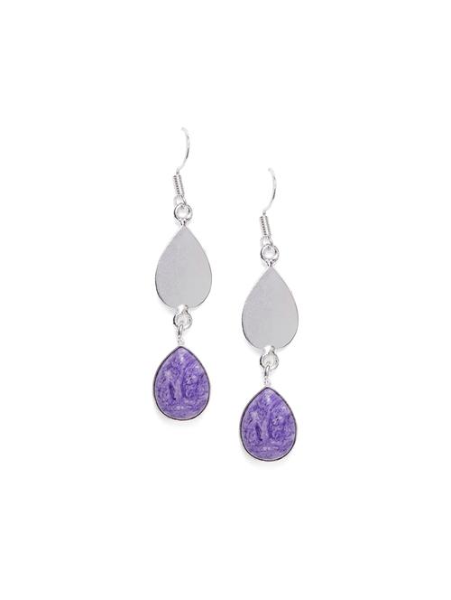 purple metal drop earring - 16100727 - Very Small Image - 1